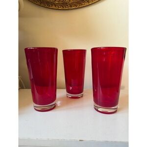 Vintage Set of 3 Red Tumbler Water Cups Perfect for the Holidays